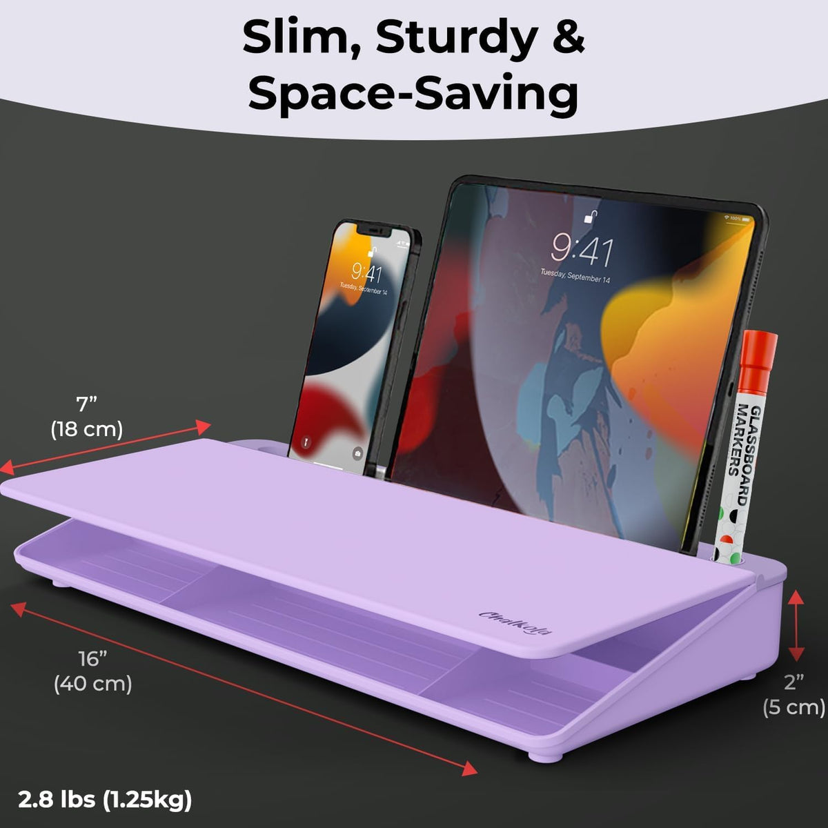 Glass Desktop Whiteboard with Storage, Desk Dry Erase Board Buddy