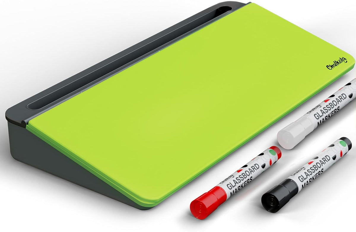 Glass Desktop Whiteboard with Storage, Desk Dry Erase Board Buddy