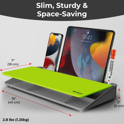 Glass Desktop Whiteboard with Storage, Desk Dry Erase Board Buddy