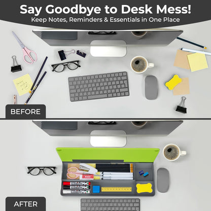 Glass Desktop Whiteboard with Storage, Desk Dry Erase Board Buddy