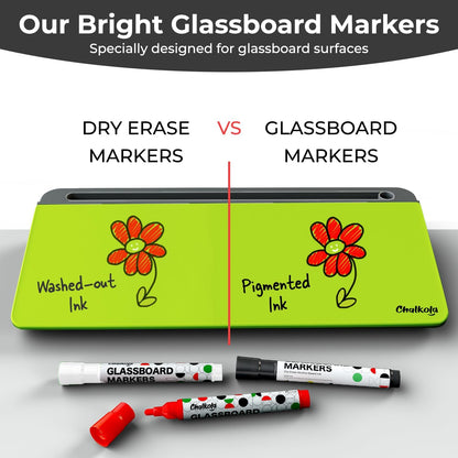Glass Desktop Whiteboard with Storage, Desk Dry Erase Board Buddy