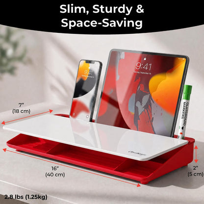 Glass Desktop Whiteboard with Storage, Desk Dry Erase Board Buddy
