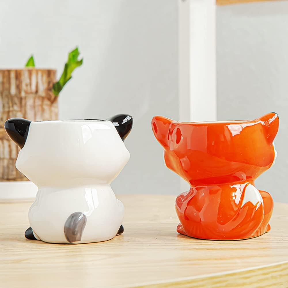 Cute Animal Ceramics Planter Small Succulent Pot Cartoon Shaped Plant Pot for Mini Plants Flower Cactus, Smooth Shiny Ceramic - Plants Not Included (Cow)