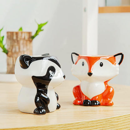 Cute Animal Ceramics Planter Small Succulent Pot Cartoon Shaped Plant Pot for Mini Plants Flower Cactus, Smooth Shiny Ceramic - Plants Not Included (Cow)