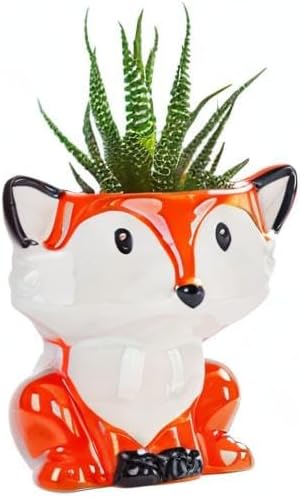Cute Animal Ceramics Planter Small Succulent Pot Cartoon Shaped Plant Pot for Mini Plants Flower Cactus, Smooth Shiny Ceramic - Plants Not Included (Cow)