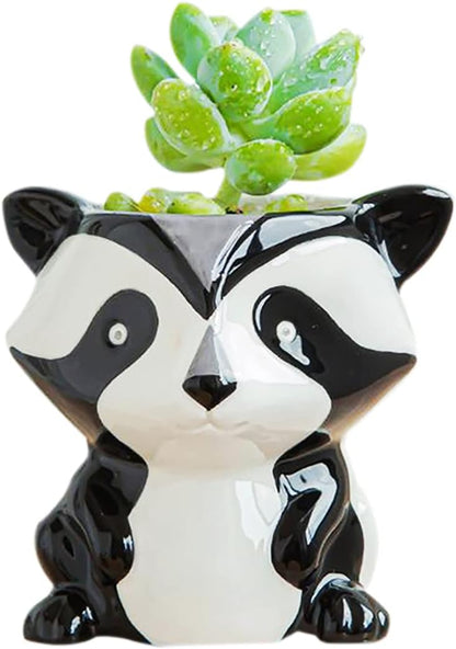 Cute Animal Ceramics Planter Small Succulent Pot Cartoon Shaped Plant Pot for Mini Plants Flower Cactus, Smooth Shiny Ceramic - Plants Not Included (Cow)
