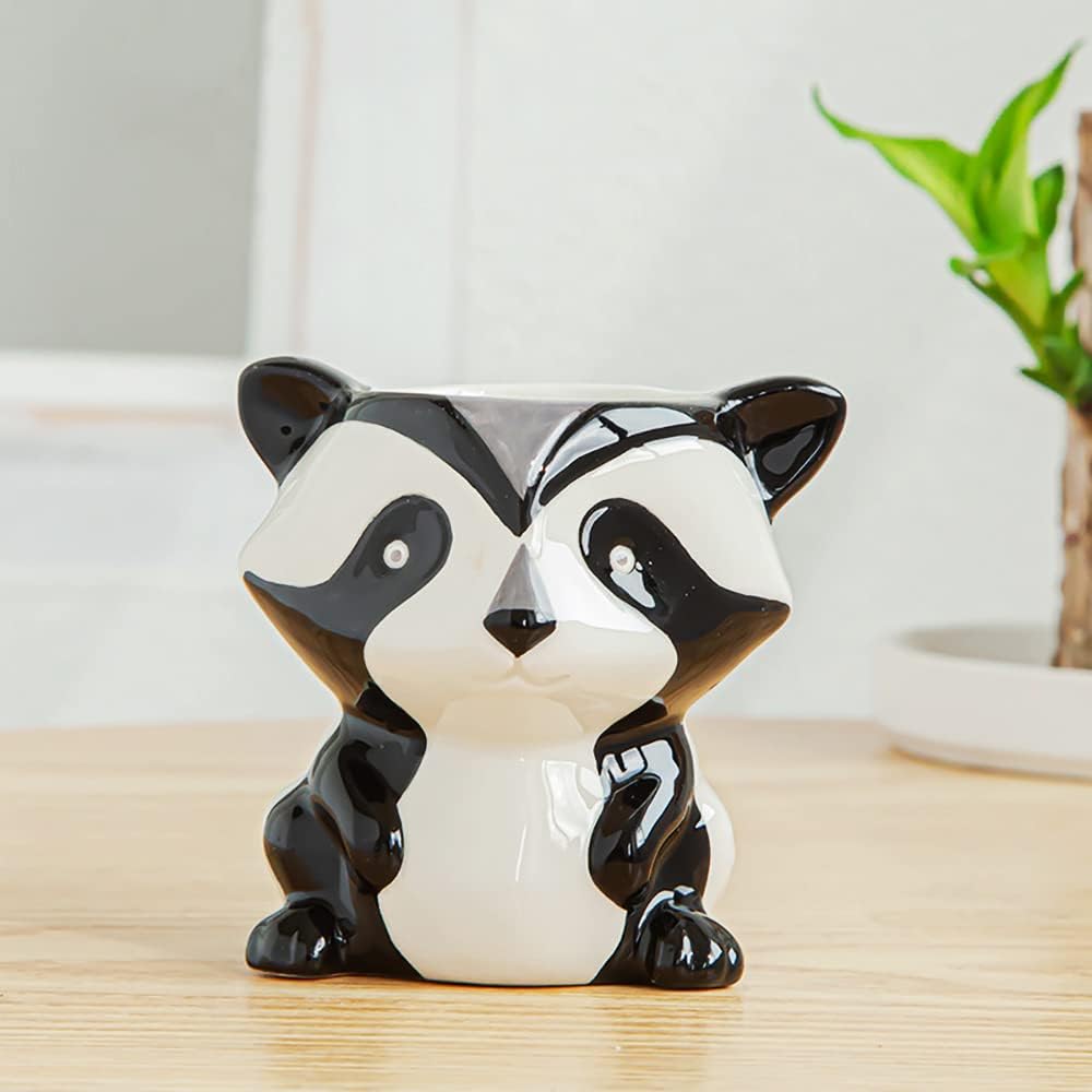 Cute Animal Ceramics Planter Small Succulent Pot Cartoon Shaped Plant Pot for Mini Plants Flower Cactus, Smooth Shiny Ceramic - Plants Not Included (Cow)
