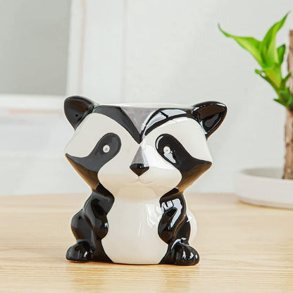 Cute Animal Ceramics Planter Small Succulent Pot Cartoon Shaped Plant Pot for Mini Plants Flower Cactus, Smooth Shiny Ceramic - Plants Not Included (Cow)