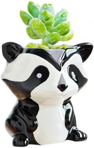 Cute Animal Ceramics Planter Small Succulent Pot Cartoon Shaped Plant Pot for Mini Plants Flower Cactus, Smooth Shiny Ceramic - Plants Not Included (Cow)