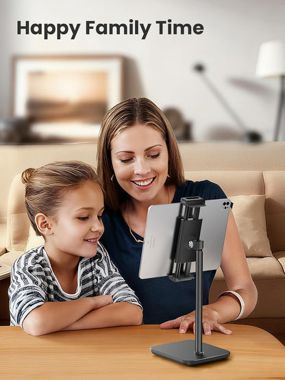 Height Adjustable Tablet Stand, 3.5lb (1.6kg) Max Support, Up to 18" Tall, Slim Portable Monitors Stand Compatible with iPad Pro 12.9, Surface Pro, All 4.7"-15.6" Devices - Black