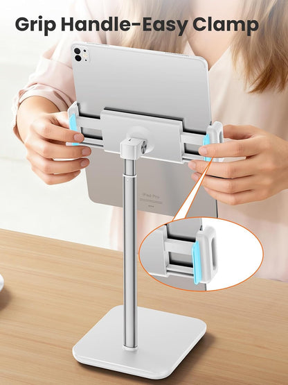 Height Adjustable Tablet Stand, 3.5lb (1.6kg) Max Support, Up to 18" Tall, Slim Portable Monitors Stand Compatible with iPad Pro 12.9, Surface Pro, All 4.7"-15.6" Devices - Black
