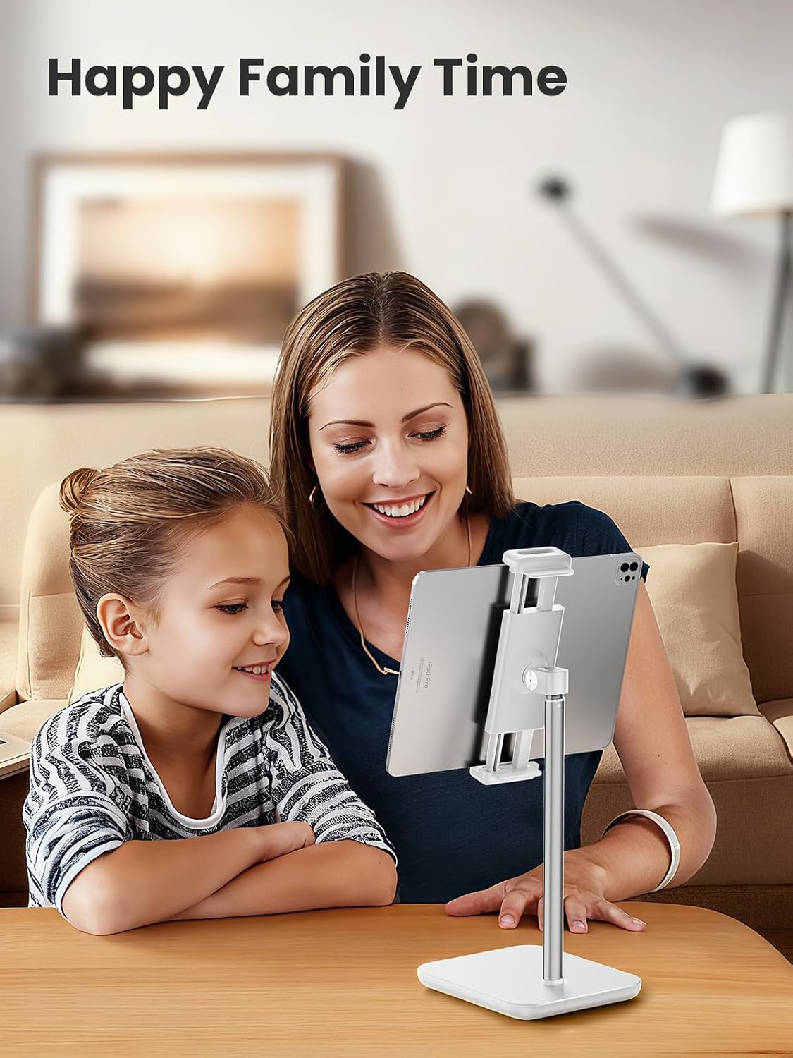 Height Adjustable Tablet Stand, 3.5lb (1.6kg) Max Support, Up to 18" Tall, Slim Portable Monitors Stand Compatible with iPad Pro 12.9, Surface Pro, All 4.7"-15.6" Devices - Black