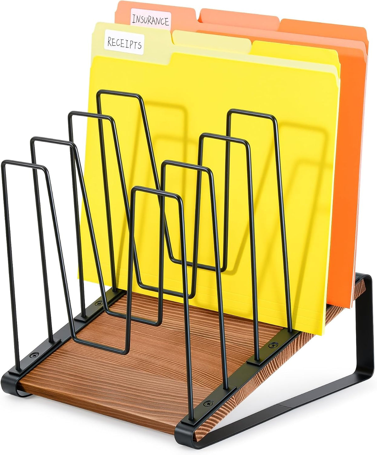 Inclined Desk File Organizer, 5-Section Desktop File Folder Holder