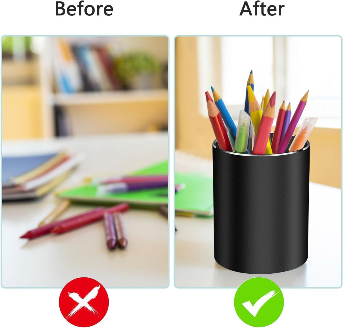 Pen holder, aluminum alloy waterproof pen holder, desktop simple and modern minimalist, multifunctional office supplies for families, kids and schools