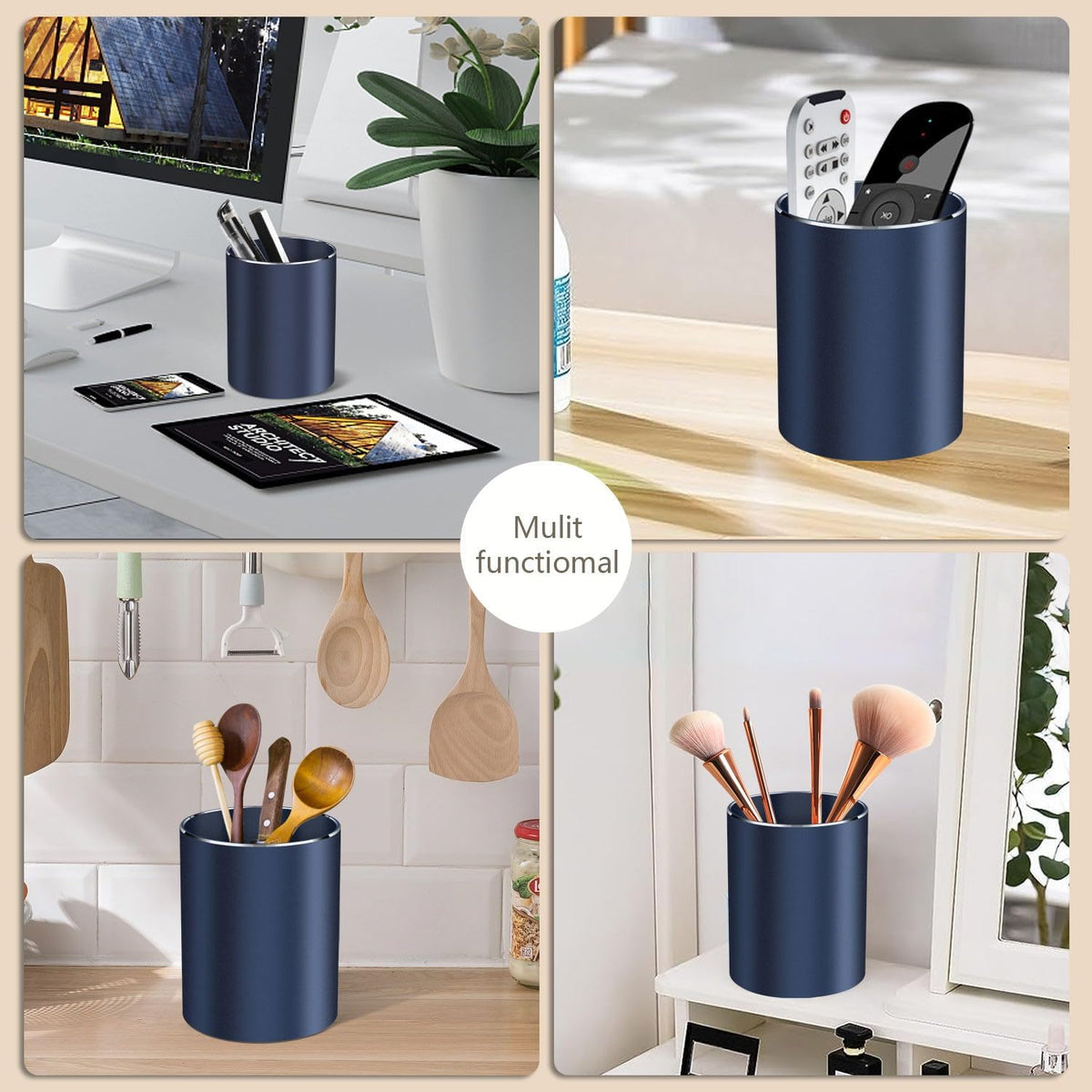Pen holder, aluminum alloy waterproof pen holder, desktop simple and modern minimalist, multifunctional office supplies for families, kids and schools