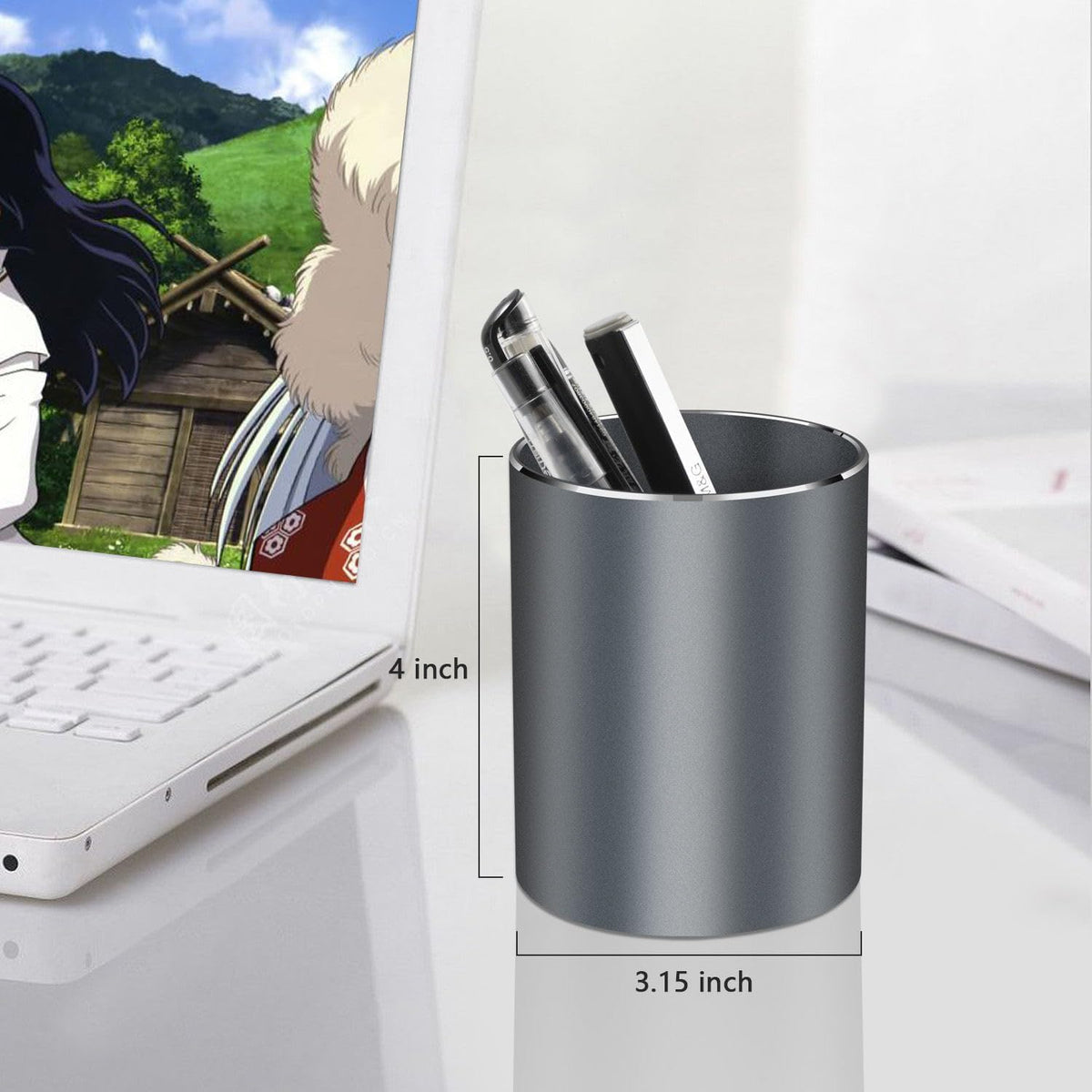Pen holder, aluminum alloy waterproof pen holder, desktop simple and modern minimalist, multifunctional office supplies for families, kids and schools