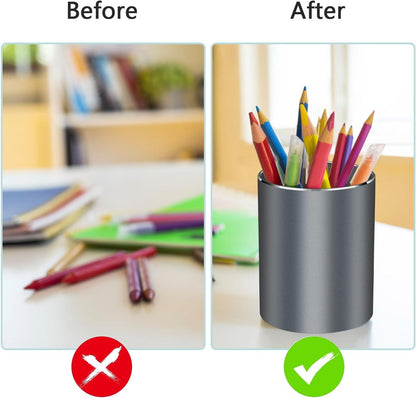 Pen holder, aluminum alloy waterproof pen holder, desktop simple and modern minimalist, multifunctional office supplies for families, kids and schools