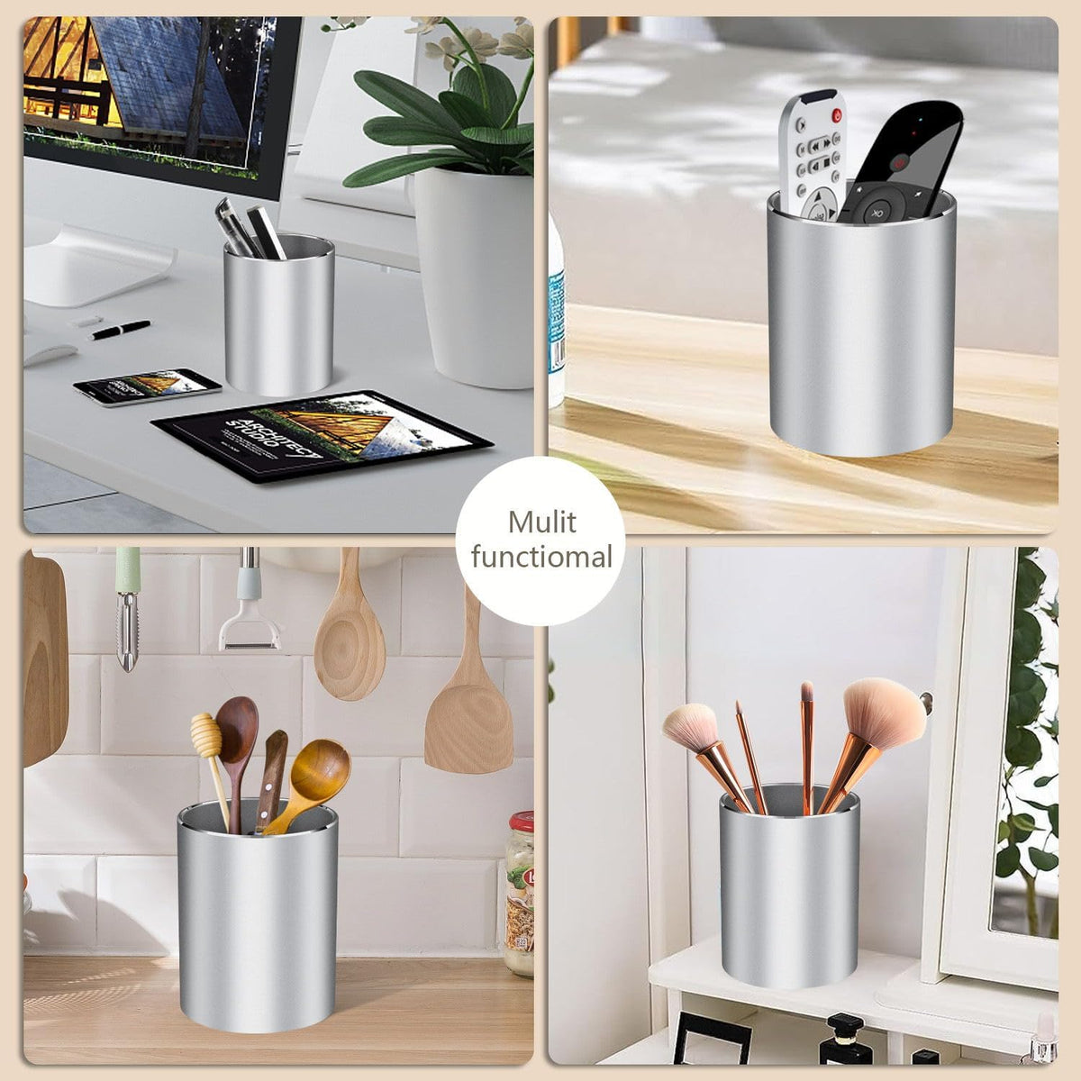 Pen holder, aluminum alloy waterproof pen holder, desktop simple and modern minimalist, multifunctional office supplies for families, kids and schools