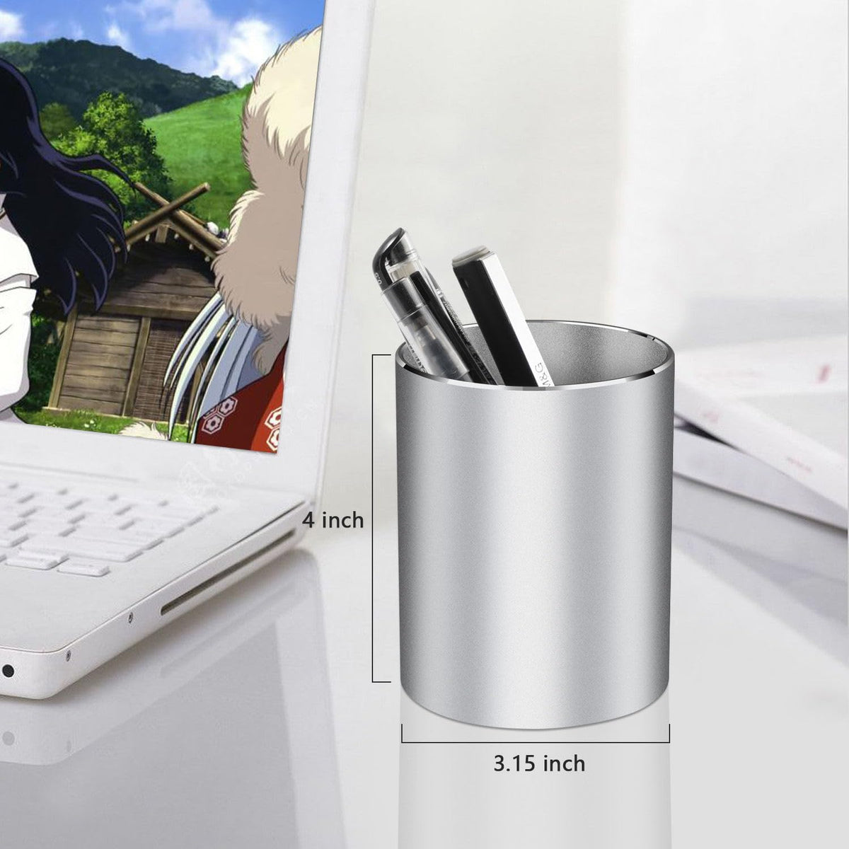 Pen holder, aluminum alloy waterproof pen holder, desktop simple and modern minimalist, multifunctional office supplies for families, kids and schools