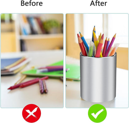 Pen holder, aluminum alloy waterproof pen holder, desktop simple and modern minimalist, multifunctional office supplies for families, kids and schools
