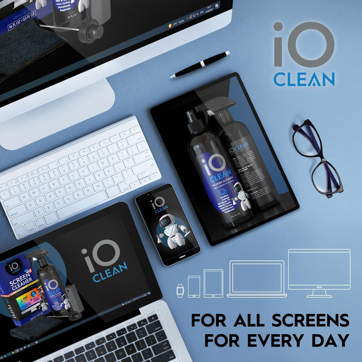 Screen Cleaner Spray (16oz+16oz) – Cleaning Kit for LCD LED OLED TV