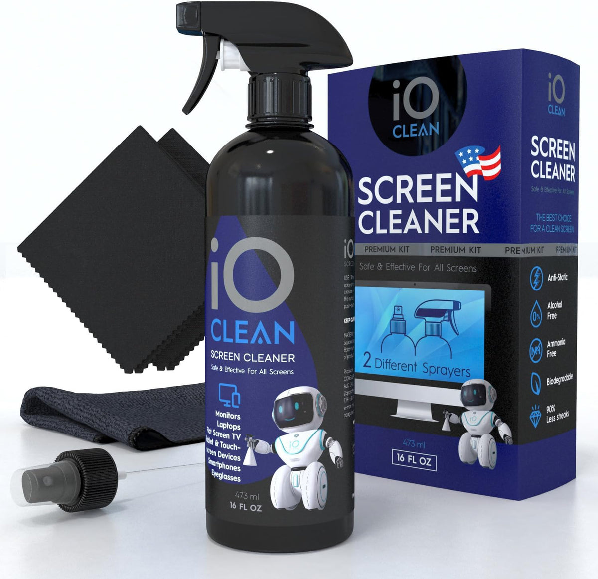 Screen Cleaner Spray (16oz+16oz) – Cleaning Kit for LCD LED OLED TV