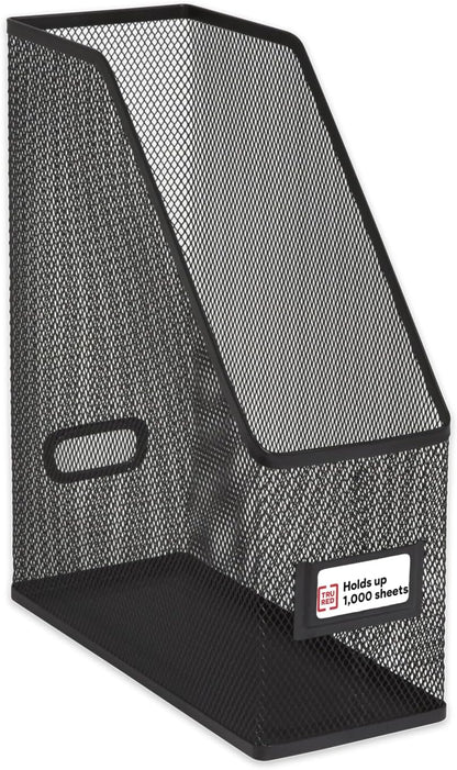 Staples Metal Magazine File Organizer, Black - Top - Loading Desktop File Holder with Handle, Holds Up to 1000 Sheets
