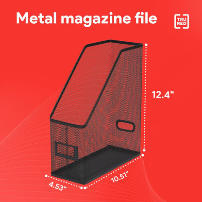 Staples Metal Magazine File Organizer, Black - Top - Loading Desktop File Holder with Handle, Holds Up to 1000 Sheets