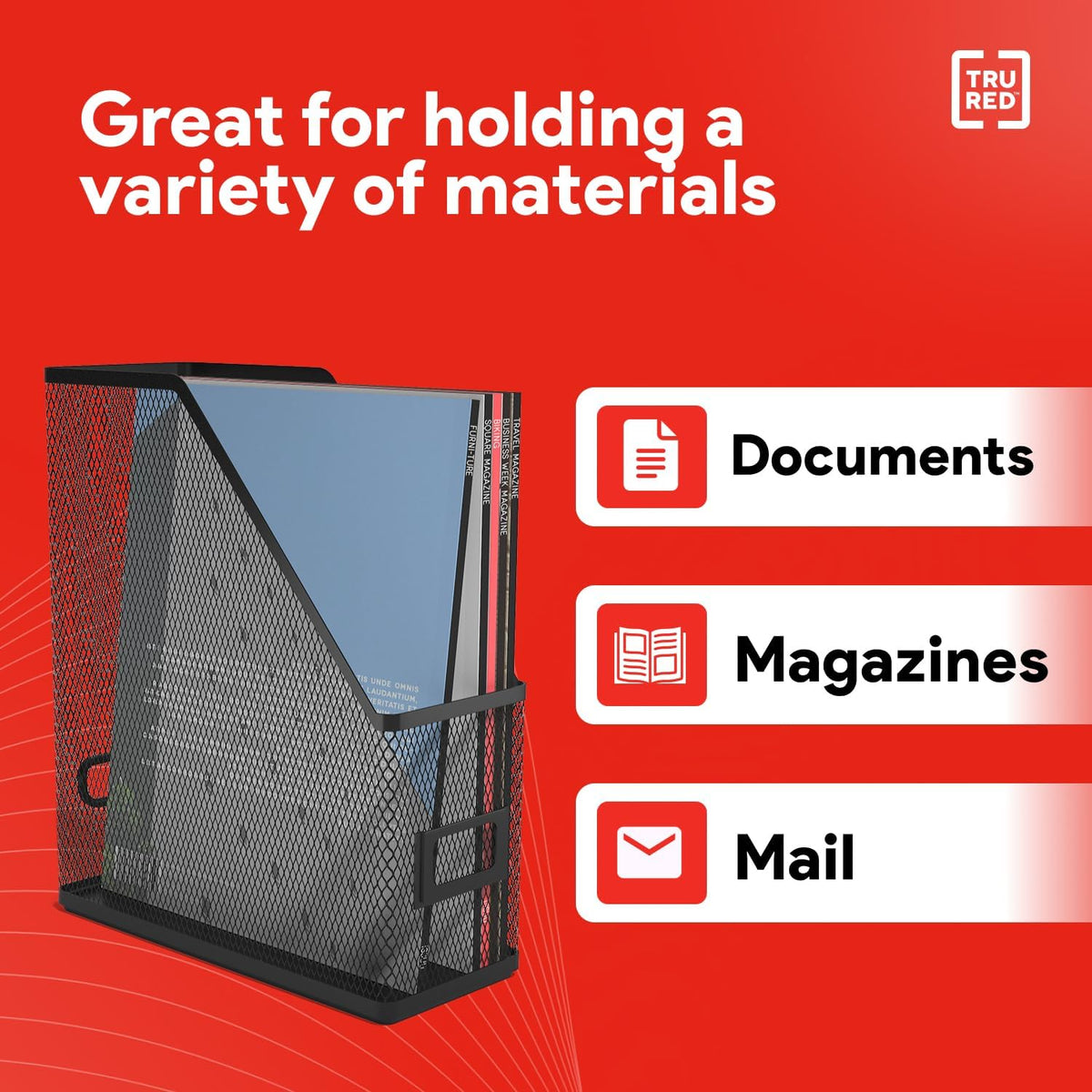 Staples Metal Magazine File Organizer, Black - Top - Loading Desktop File Holder with Handle, Holds Up to 1000 Sheets