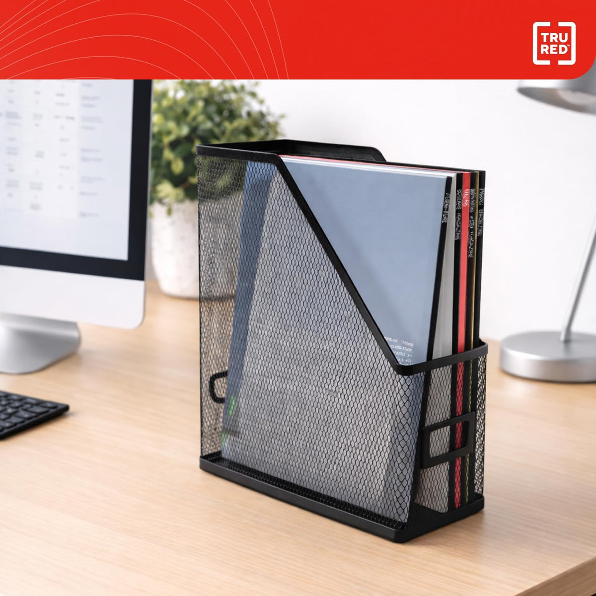 Staples Metal Magazine File Organizer, Black - Top - Loading Desktop File Holder with Handle, Holds Up to 1000 Sheets