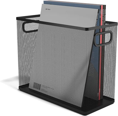 Staples Metal Magazine File Organizer, Black - Top - Loading Desktop File Holder with Handle, Holds Up to 1000 Sheets
