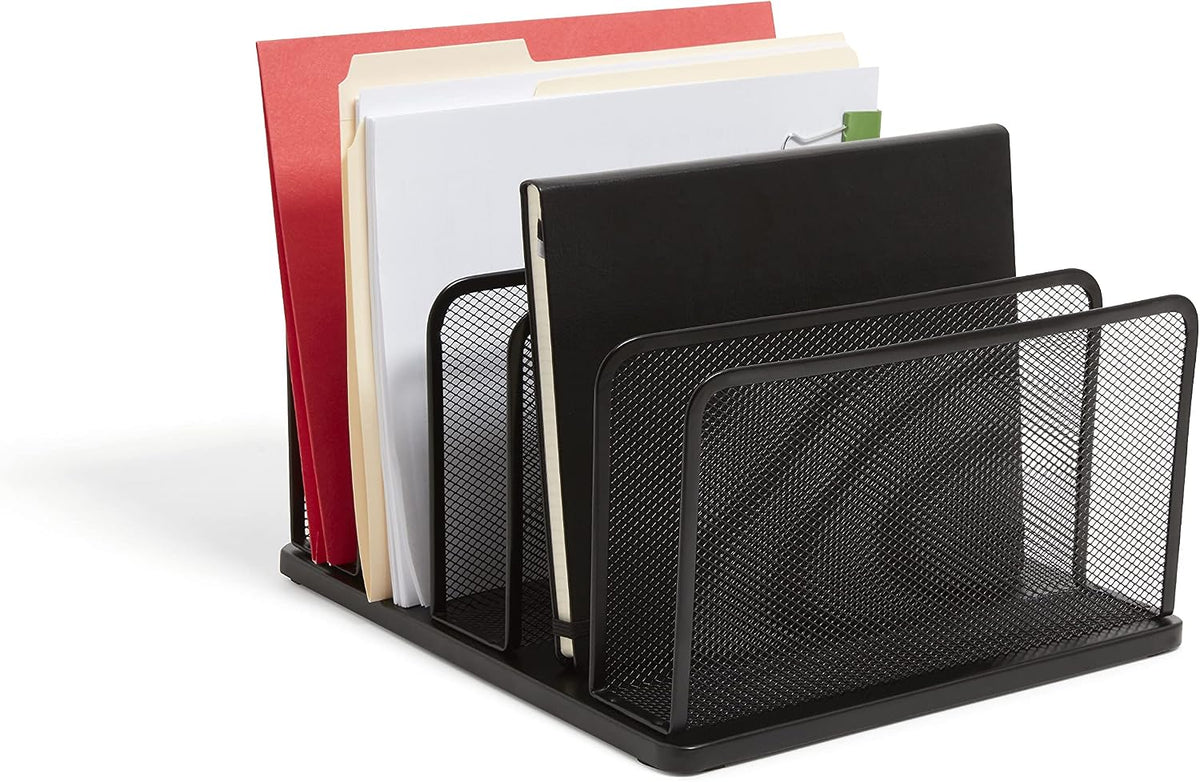 Staples Metal Magazine File Organizer, Black - Top - Loading Desktop File Holder with Handle, Holds Up to 1000 Sheets