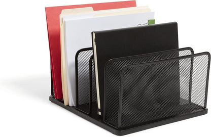 Staples Metal Magazine File Organizer, Black - Top - Loading Desktop File Holder with Handle, Holds Up to 1000 Sheets