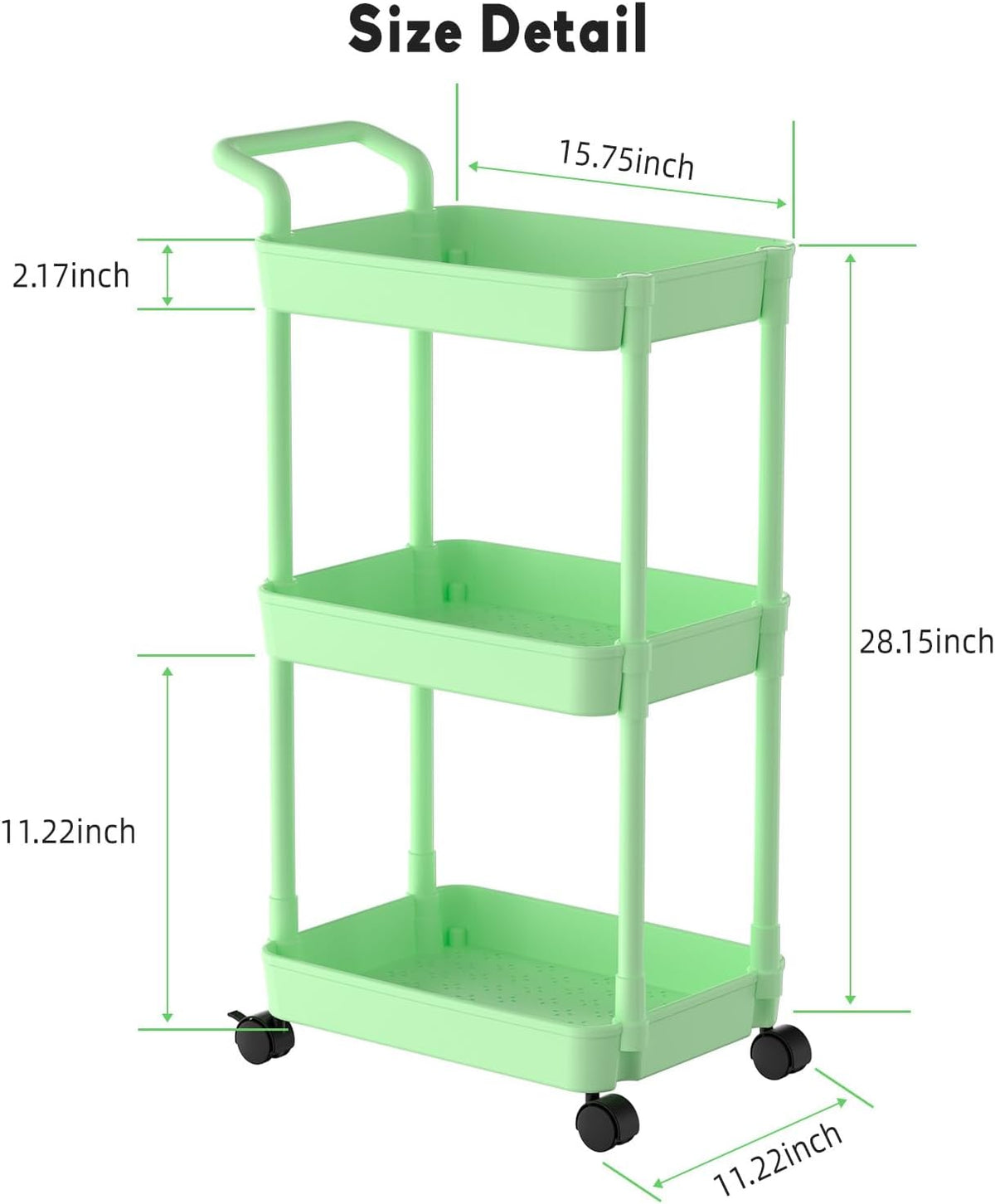 Diaper Caddy, 3 Tier Rolling Cart for Baby Essentials, Off-White