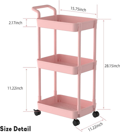 Diaper Caddy, 3 Tier Rolling Cart for Baby Essentials, Off-White