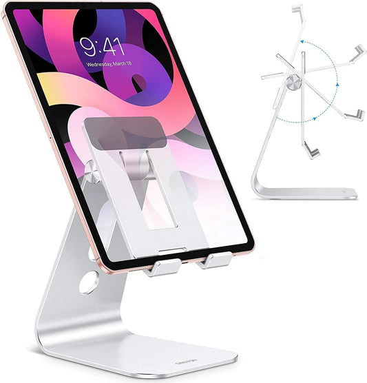 T2 Tablet Stand for Desk, Aluminum Holder for iPad Pro/Air, Silver