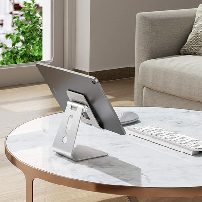 T2 Tablet Stand for Desk, Aluminum Holder for iPad Pro/Air, Silver