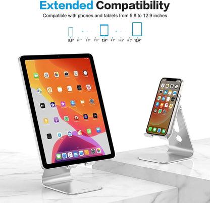 T2 Tablet Stand for Desk, Aluminum Holder for iPad Pro/Air, Silver