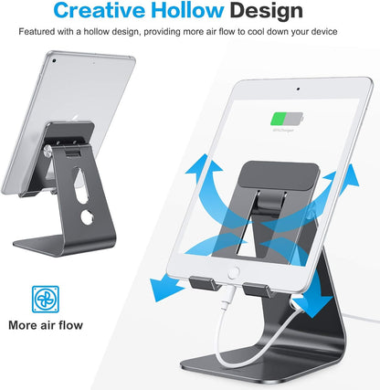 T2 Tablet Stand for Desk, Aluminum Holder for iPad Pro/Air, Silver