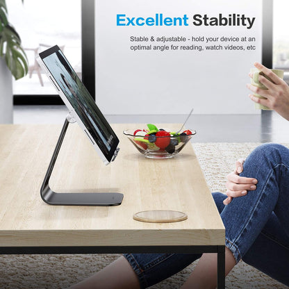 T2 Tablet Stand for Desk, Aluminum Holder for iPad Pro/Air, Silver