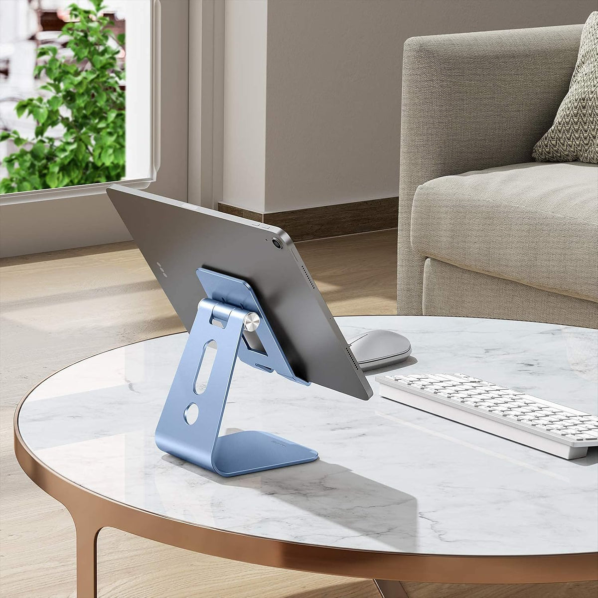 T2 Tablet Stand for Desk, Aluminum Holder for iPad Pro/Air, Silver