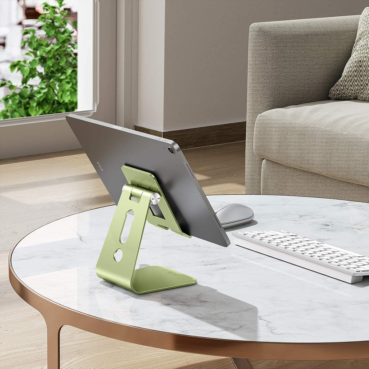 T2 Tablet Stand for Desk, Aluminum Holder for iPad Pro/Air, Silver