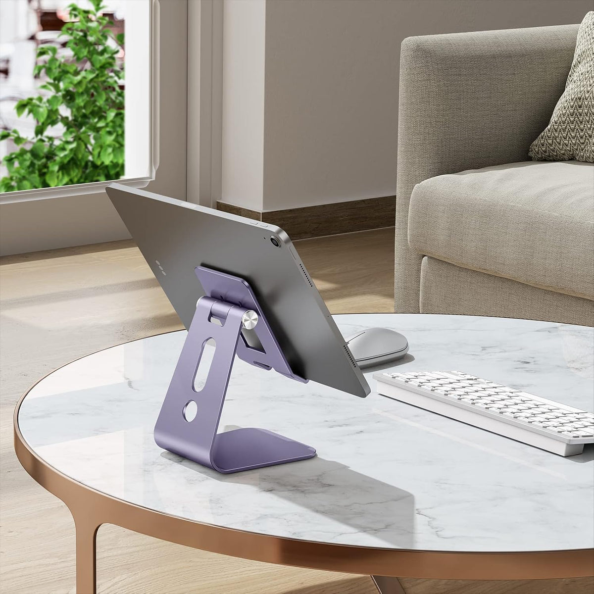 T2 Tablet Stand for Desk, Aluminum Holder for iPad Pro/Air, Silver