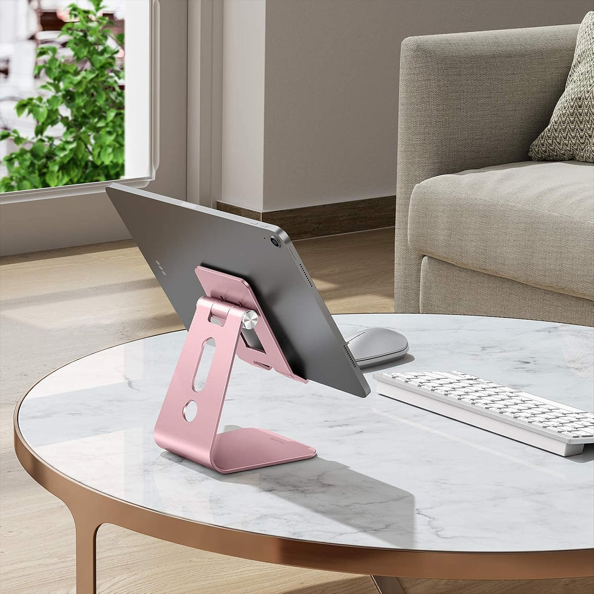T2 Tablet Stand for Desk, Aluminum Holder for iPad Pro/Air, Silver