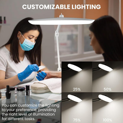3000 Lumens Adjustable LED Desk Lamp & Task Lamp - Bright, Dimmable Lighting for Office, Crafts, Nails &Salon with Clamp (CCT, White)