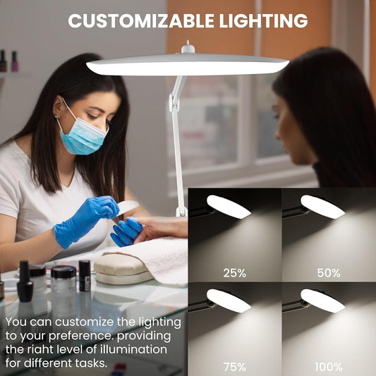 3000 Lumens Adjustable LED Desk Lamp & Task Lamp - Bright, Dimmable Lighting for Office, Crafts, Nails &Salon with Clamp (CCT, White)