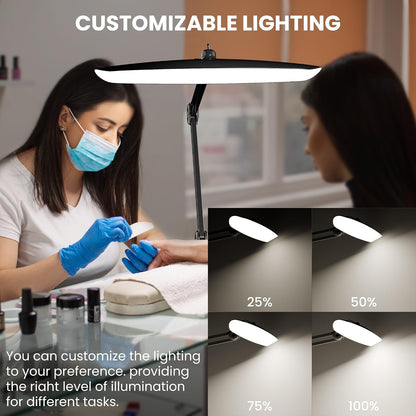 3000 Lumens Adjustable LED Desk Lamp & Task Lamp - Bright, Dimmable Lighting for Office, Crafts, Nails &Salon with Clamp (CCT, White)