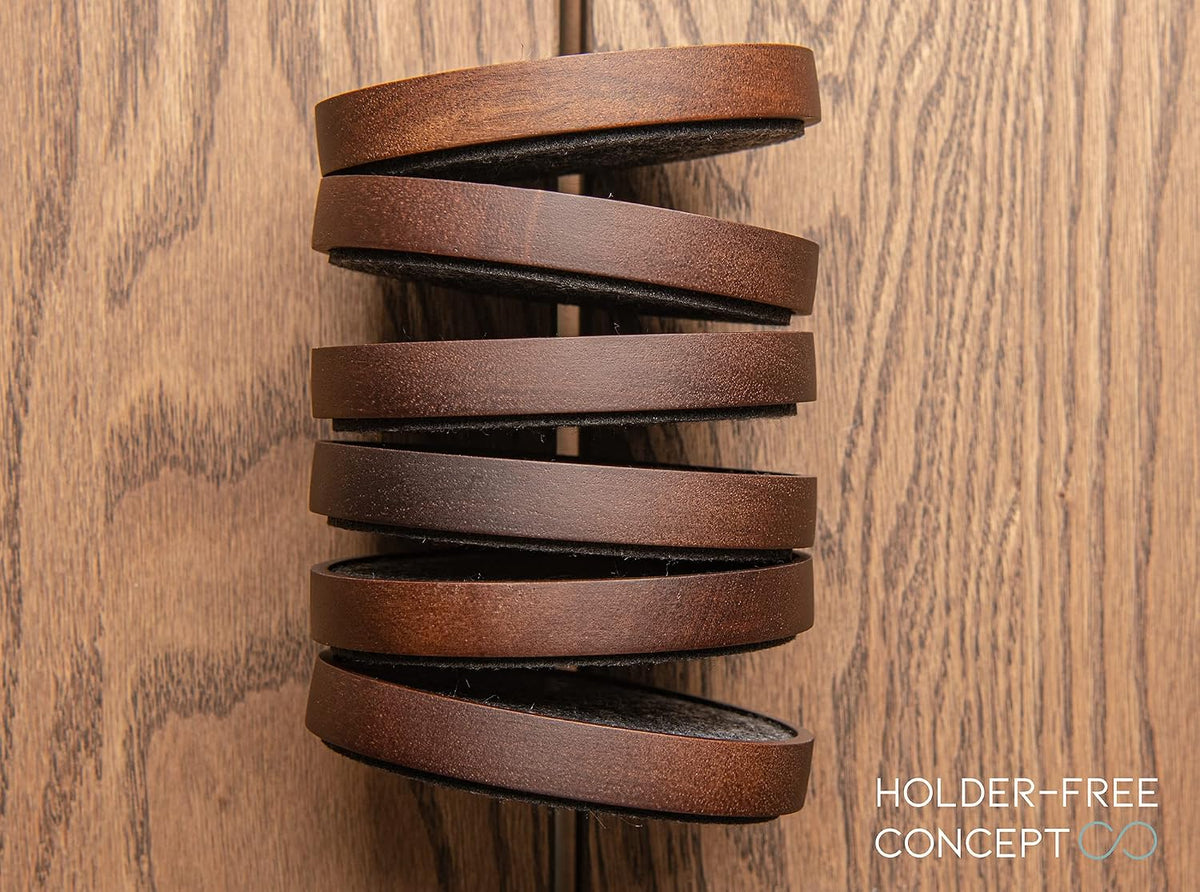 Wood Coaster for Drinks, 4.3 Inch, Set of 6, Absorbent and Insulation Felt Stackable Cup Holders, Coasters for Wooden Table, Designed