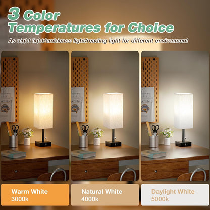 Wood-Grain Small Bedside Lamp for Bedroom - Square Cream Fabric Shade