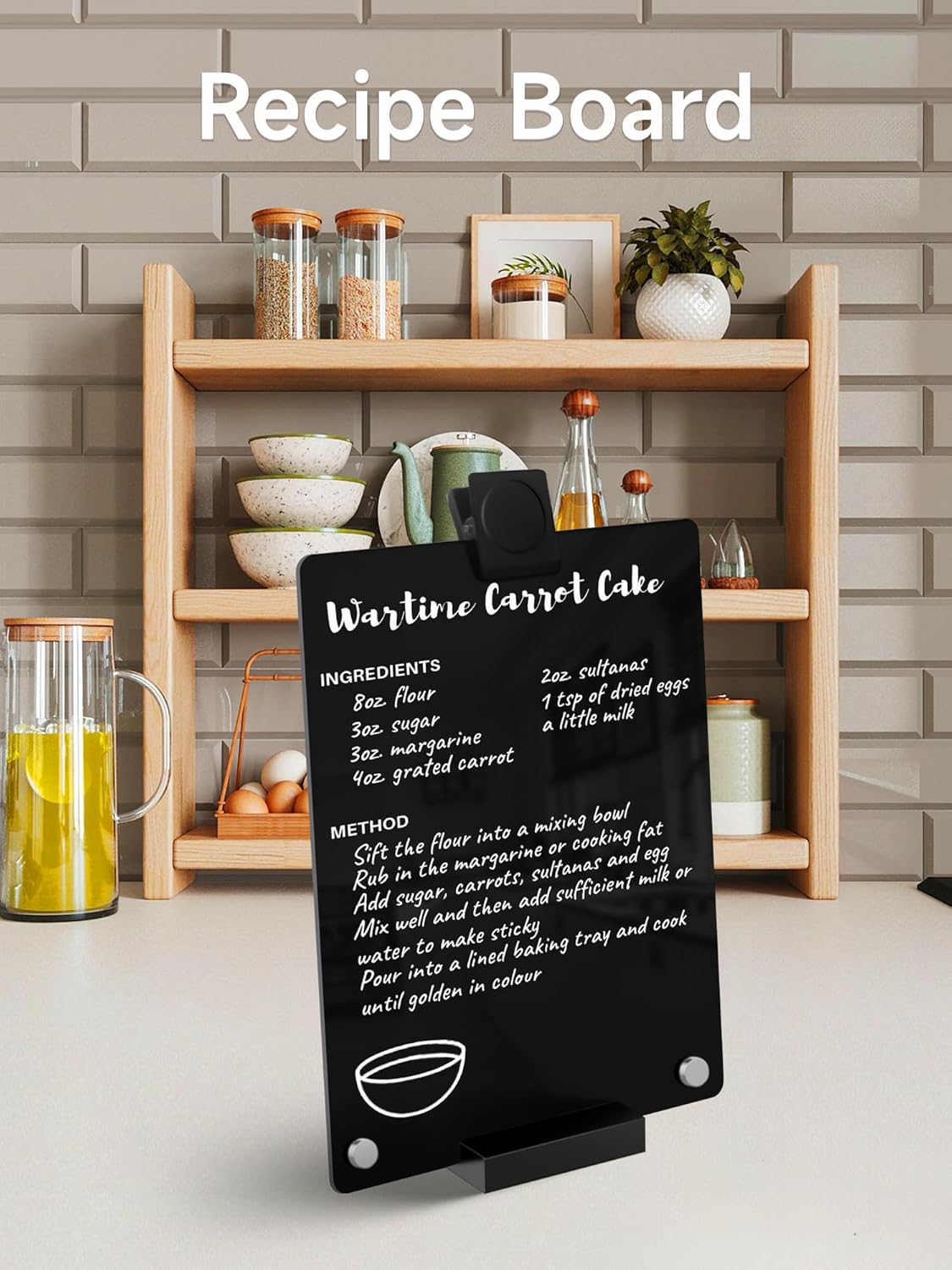 Acrylic Black Dry Erase Board with Stand - 12"x 8"